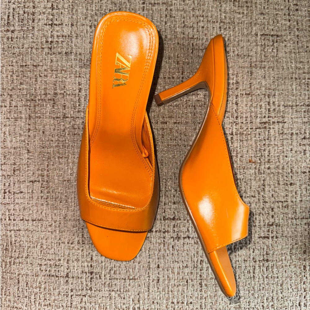 Zara Vibrant Orange Mules